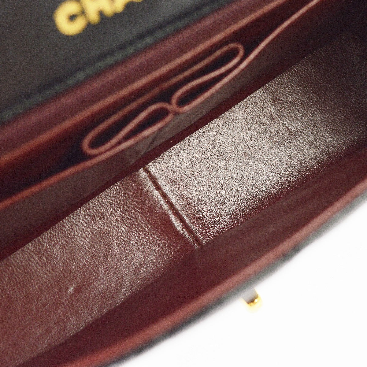 Chanel Vintage Full Flap Quilted Lambskin Black Leather Shoulder Bag Bag (Pre-Owned)