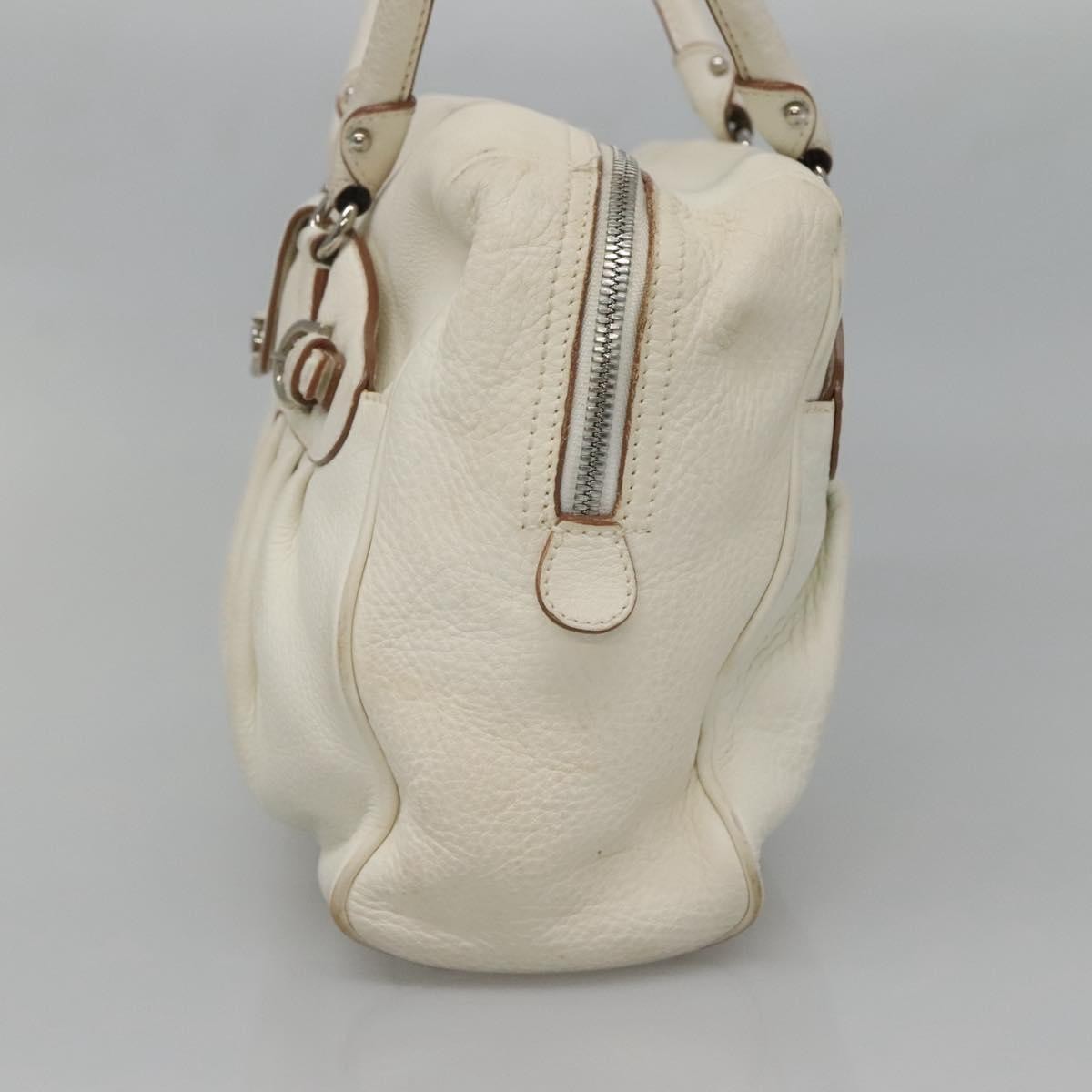 Salvatore Ferragamo Gancini Buckle Leather White Leather Shoulder Bag Bag (Pre-Owned)