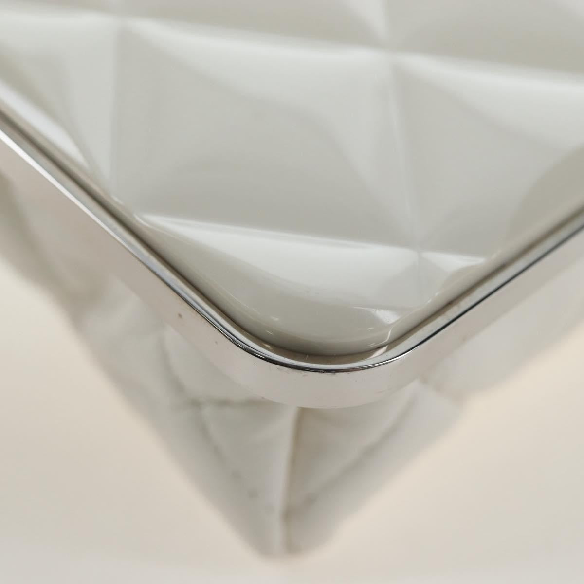 Chanel Cc Frame Clutch With Chain Quilted Lambskin And Plexiglass White Leather Clutche & Pouche Bag (Pre-Owned)