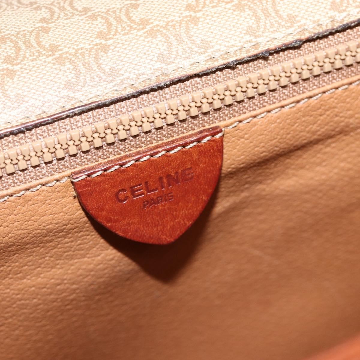 Celine Vintage Macadam Circle Logo Canvas And Leather Beige Canvas Shoulder Bag Bag (Pre-Owned)