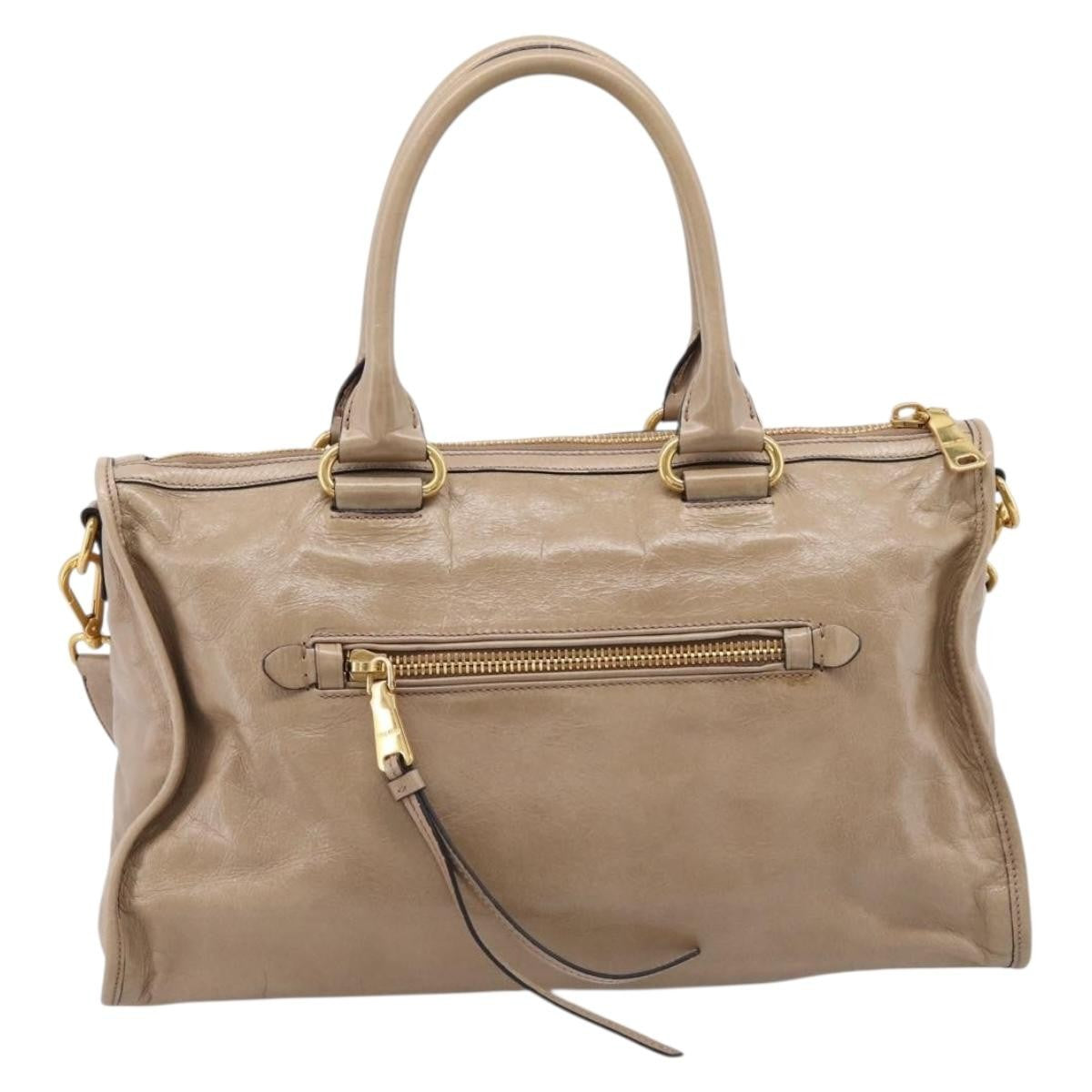 Miu Miu Convertible Bauletto Vitello Shine Beige Leather Handbag (Pre-Owned)