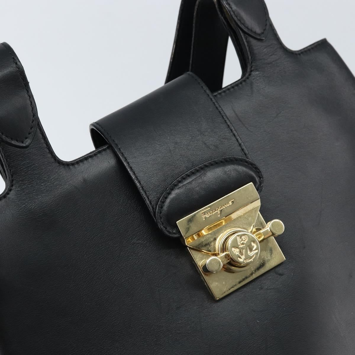 Salvatore Ferragamo Vintage Leather Black Leather Tote Bag Bag (Pre-Owned)