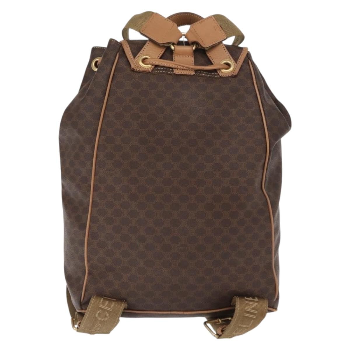 Celine Vintage Macadam Canvas And Leather Brown Canvas Backpack Bag (Pre-Owned)