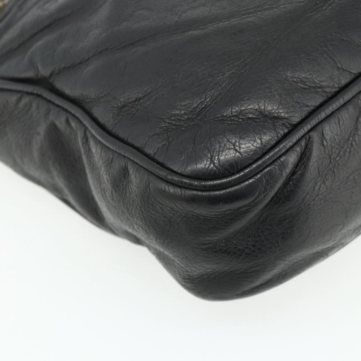 Gucci Front Zip Messenger Guccissima Leather Black Leather Shoulder Bag Bag (Pre-Owned)