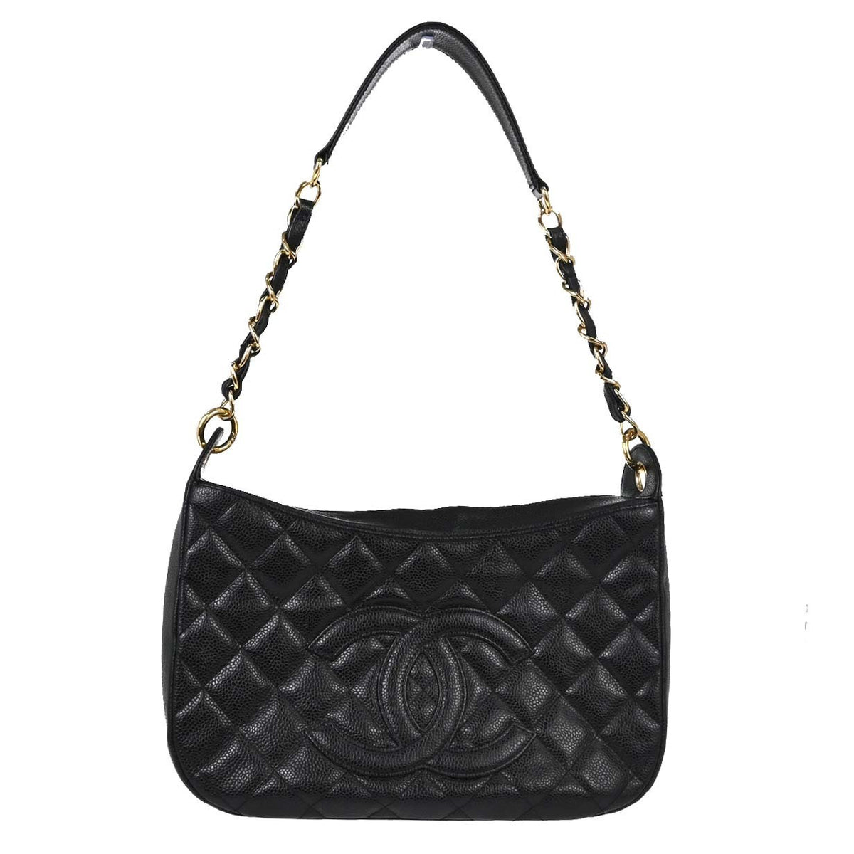 Chanel Timeless Cc Chain Quilted Caviar Black Leather Shoulder Bag Bag (Pre-Owned)
