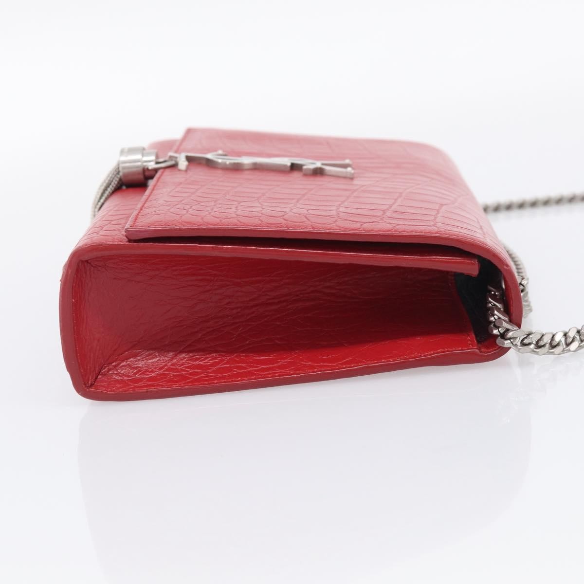 Saint Laurent Classic Monogram Crocodile Embossed Leather Red Leather Crossbody Bag Bag (Pre-Owned)