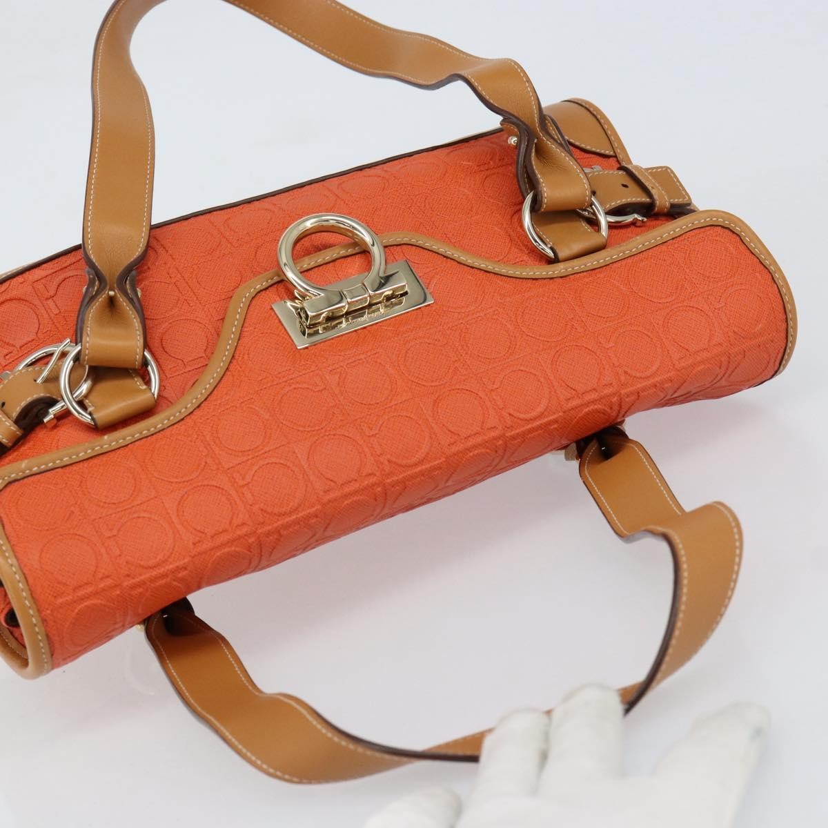 Salvatore Ferragamo Gancini Canvas Orange Pvc Shoulder Bag Bag (Pre-Owned)