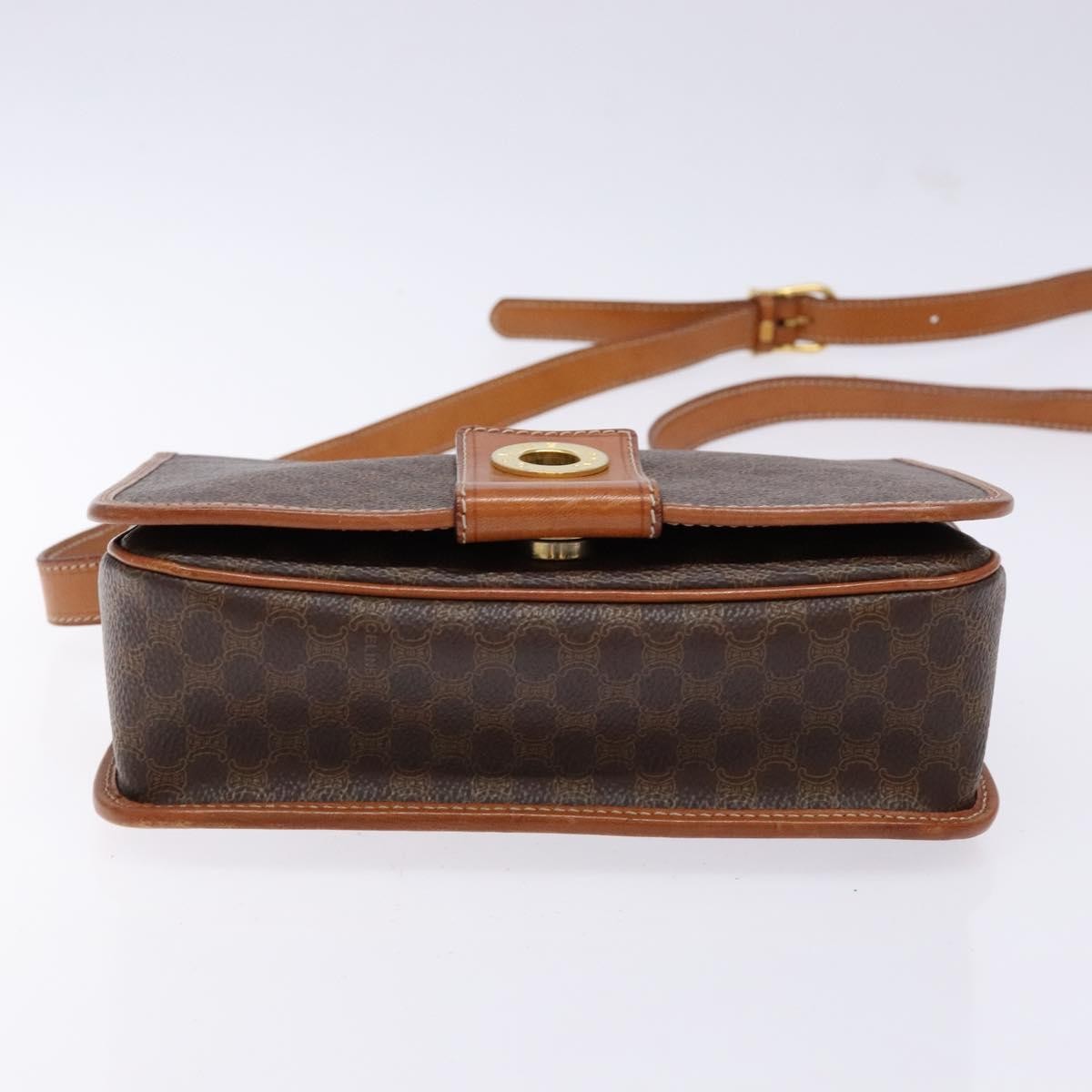 Celine Macadam Shoulder Pvc Leather Brown Canvas Bag (Pre-Owned)
