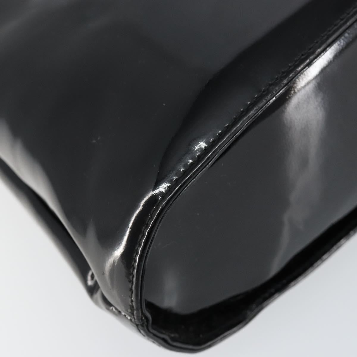 Salvatore Ferragamo Wanda Patent Leather Black Patent_Leather Handbag (Pre-Owned)