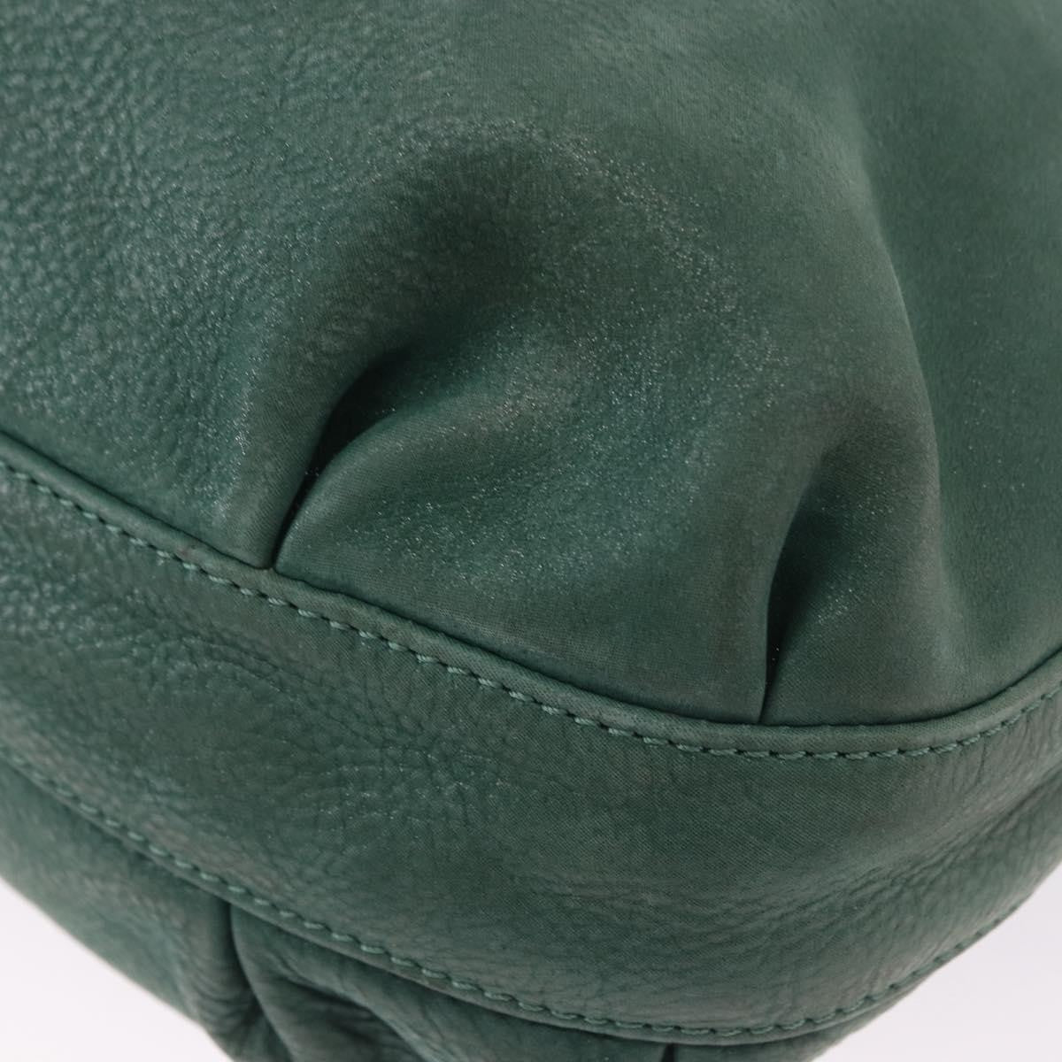 Fendi Vintage Pequin Coated Canvas Green Leather Shoulder Bag Bag (Pre-Owned)