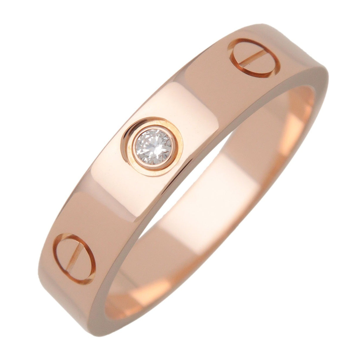 Cartier Love Wedding Band 1 Diamond 18K Rose Gold With Diamond Gold Rose_Gold Ring Jewelry (Pre-Owned)