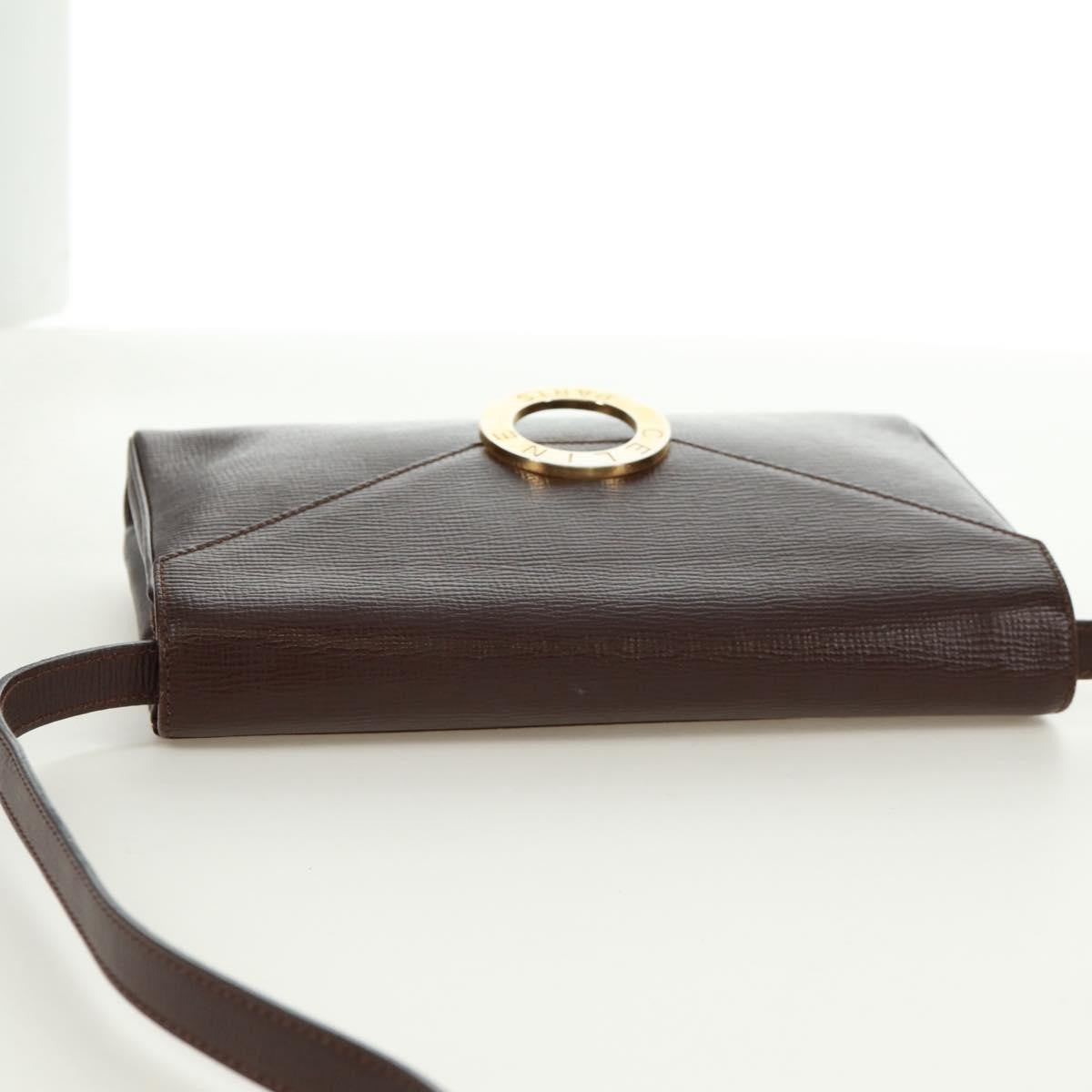 Celine Circle Logo Leather Brown Leather Shoulder Bag Bag (Pre-Owned)