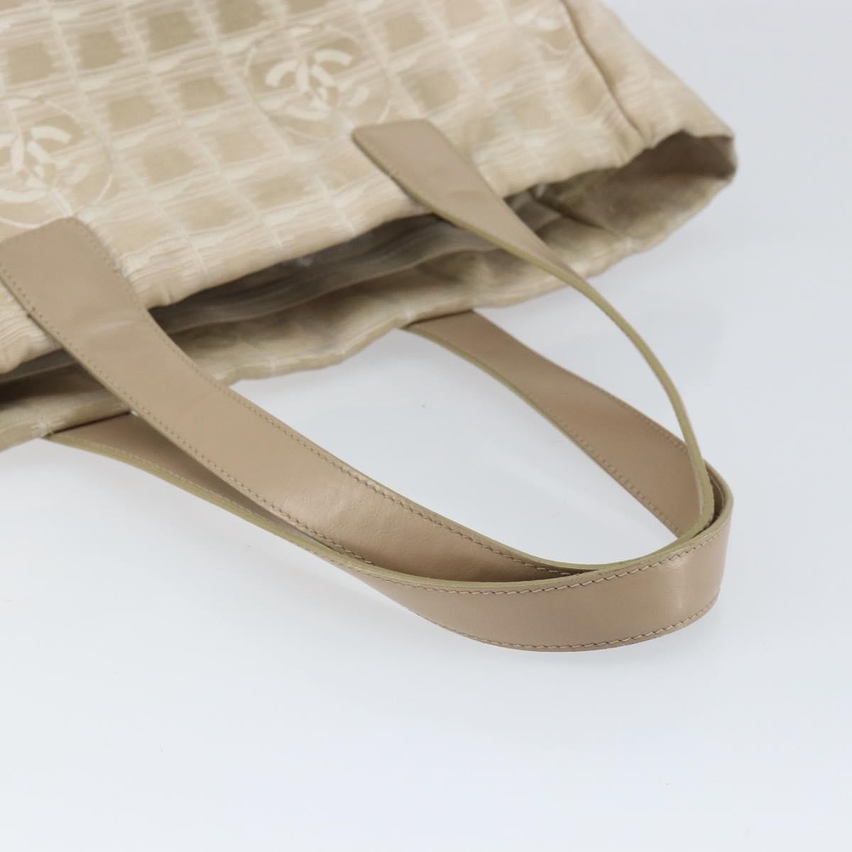 Chanel Travel Line Tote Nylon Beige Nylon Tote Bag Bag (Pre-Owned)