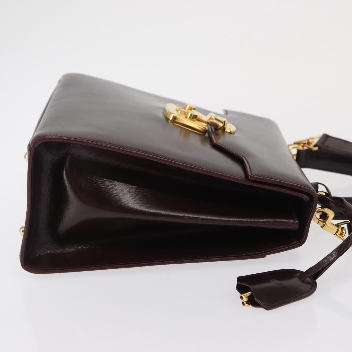 Gucci Vintage Lady Lock Top Handle Leather Burgundy Leather Handbag (Pre-Owned)