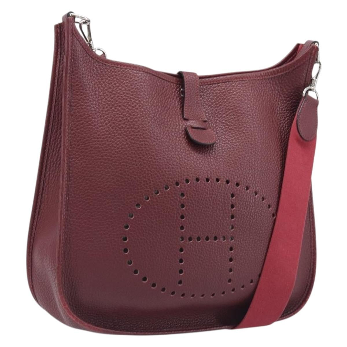 Hermes Evelyne Bag Gen I Chamonix Burgundy Leather Handbag (Pre-Owned)