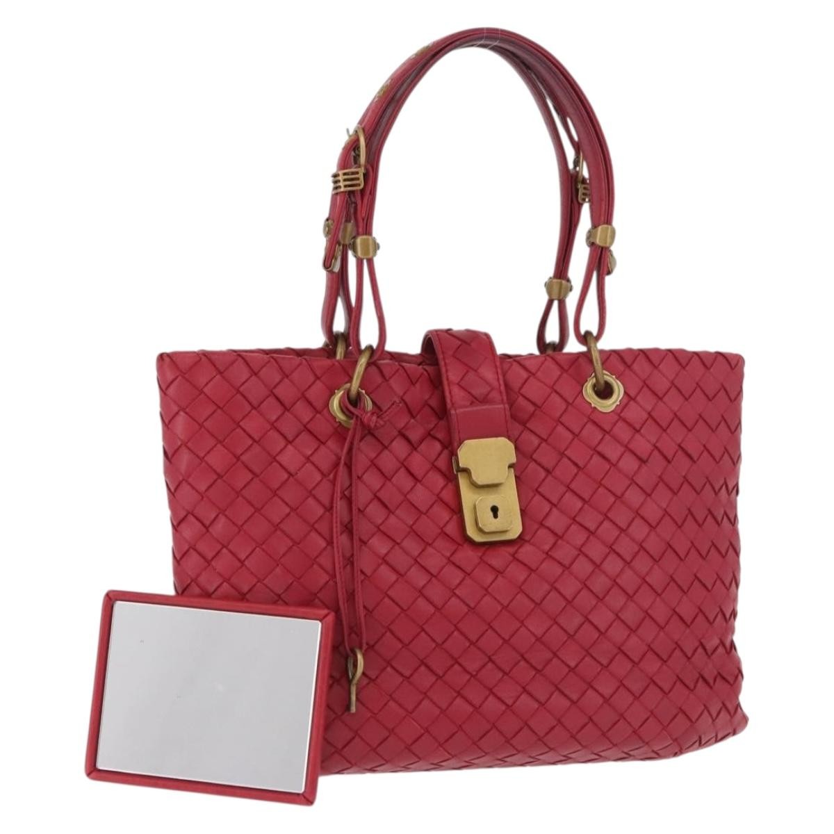 Bottega Veneta Capri Intrecciato Nappa Red Leather Tote Bag Bag (Pre-Owned)