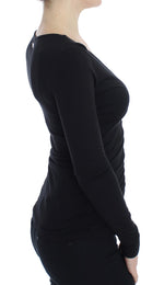 Versace Jeans Elegant V-Neck Black Viscose Blend Women's Sweater