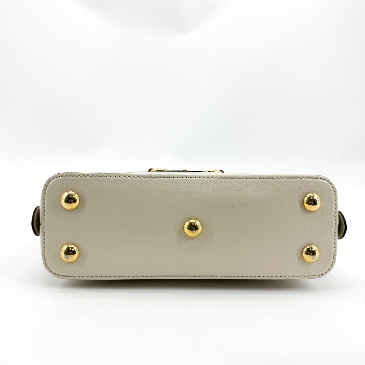 Gucci Horsebit 1955 Top Handle Gg Canvas With Leather White Canvas Handbag (Pre-Owned)