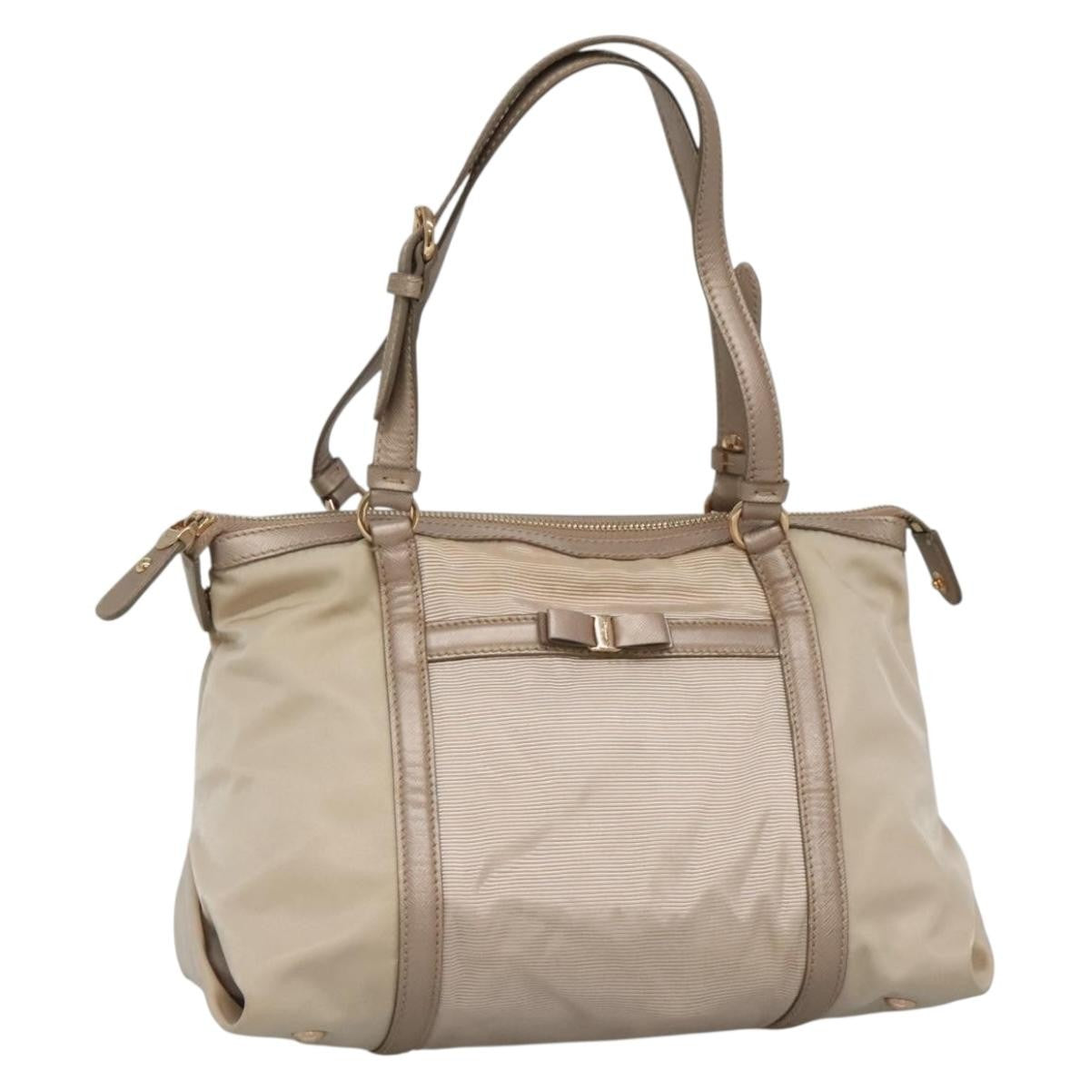 Salvatore Ferragamo Vala Nylon Beige Nylon Handbag (Pre-Owned)