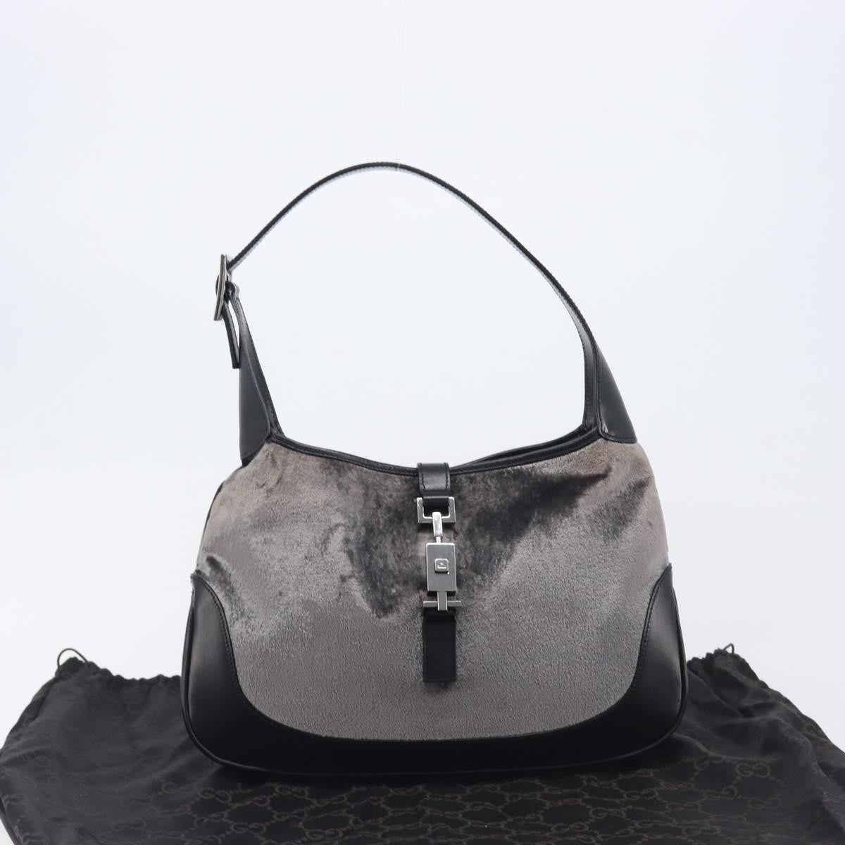 Gucci Vintage Jackie Shoulder Velvet And Leather Black Velvet Handbag (Pre-Owned)