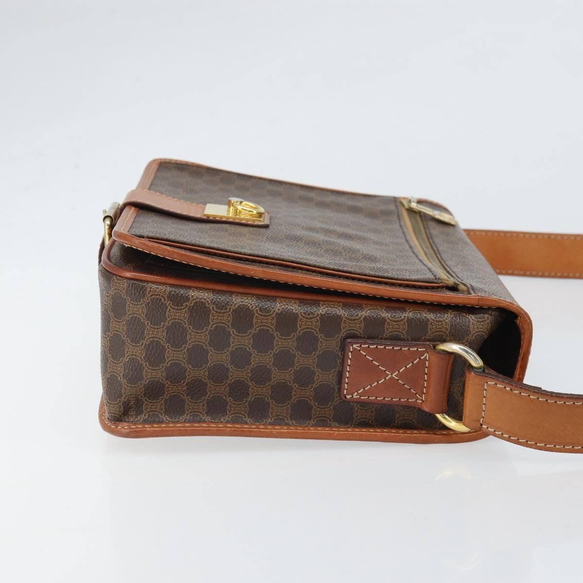 Celine Vintage Macadam Canvas And Leather Brown Canvas Shoulder Bag Bag (Pre-Owned)