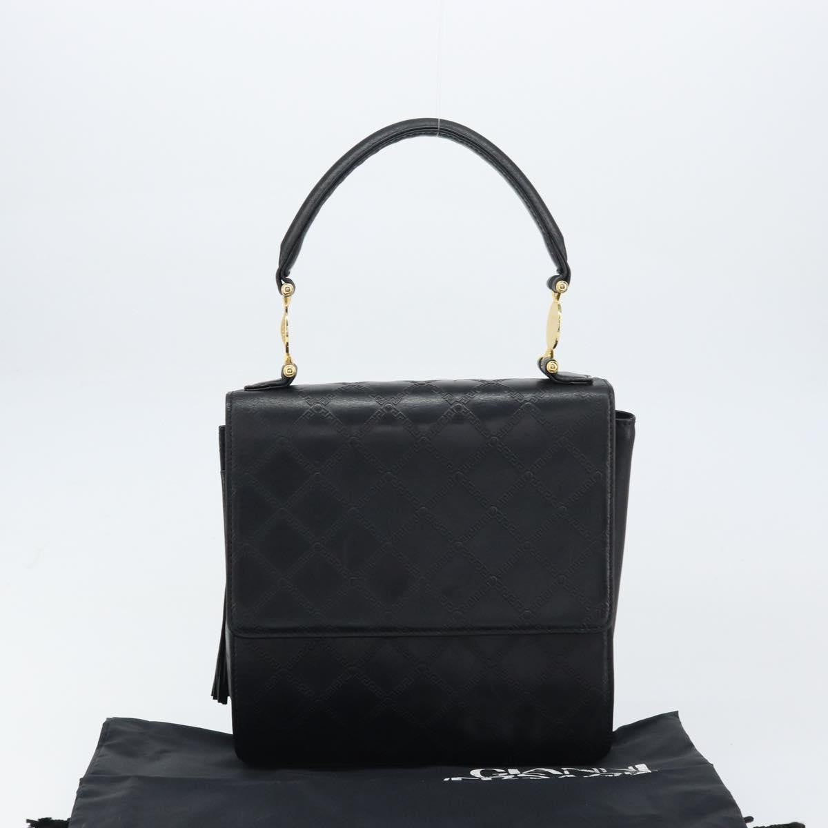 Versace Vintage Leather Black Leather Handbag (Pre-Owned)