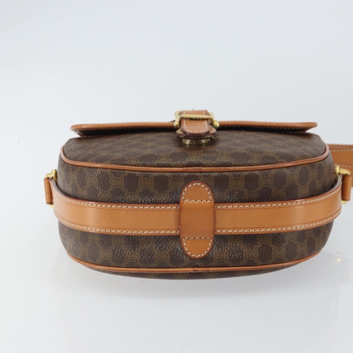 Celine Vintage Macadam Canvas And Leather Brown Canvas Shoulder Bag Bag (Pre-Owned)