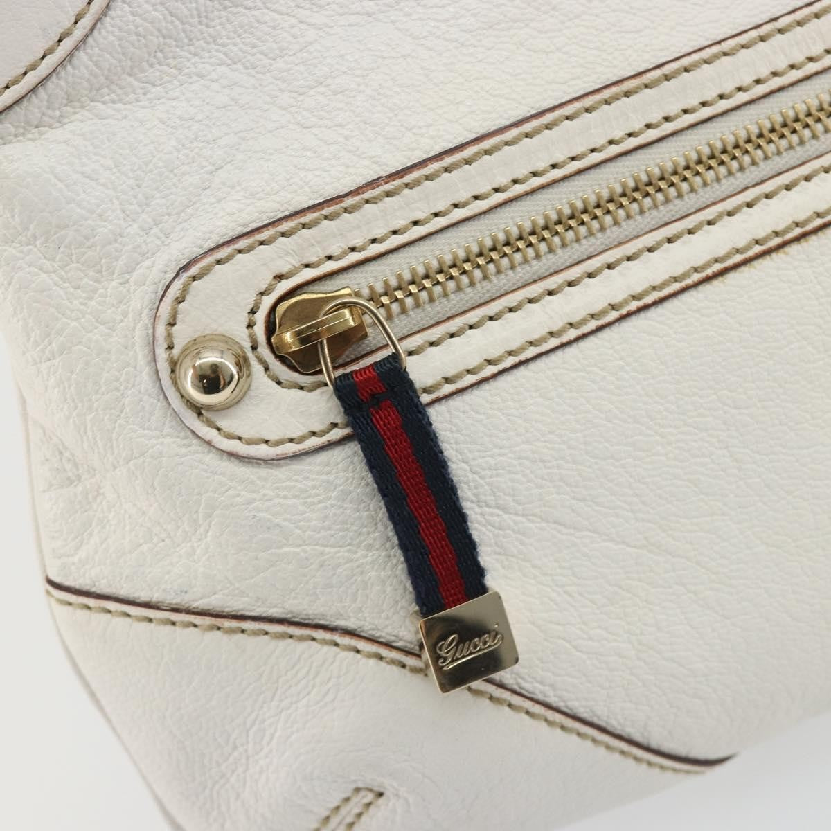 Gucci Sherry Line Chain Leather White Leather Tote Bag Bag (Pre-Owned)