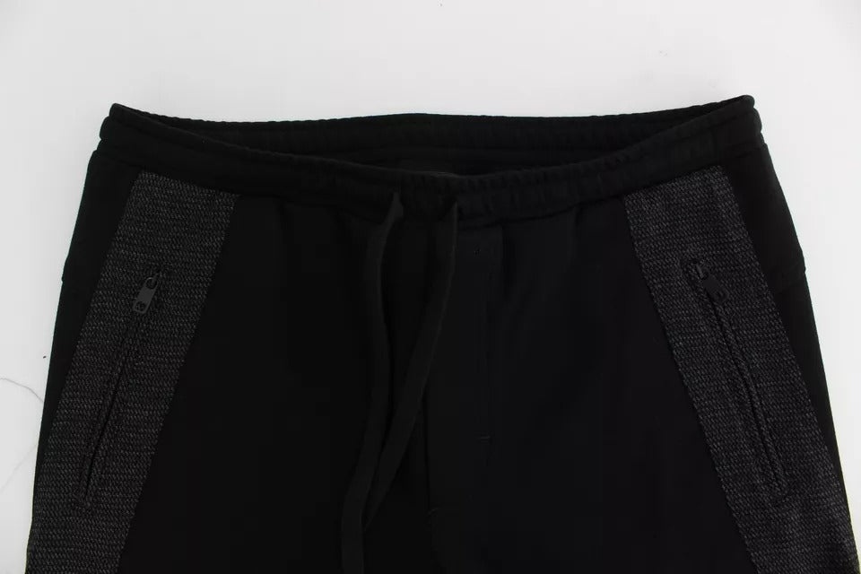Dolce & Gabbana Black Gray Wool Casual Trousers Stripe Men's Pants