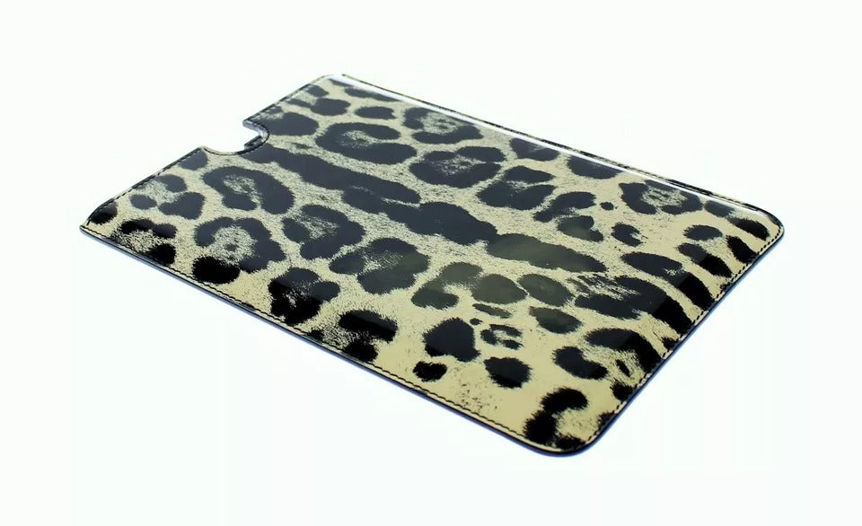Dolce & Gabbana White Leopard Pattern Leather eBook Cover Tablet Women's Case
