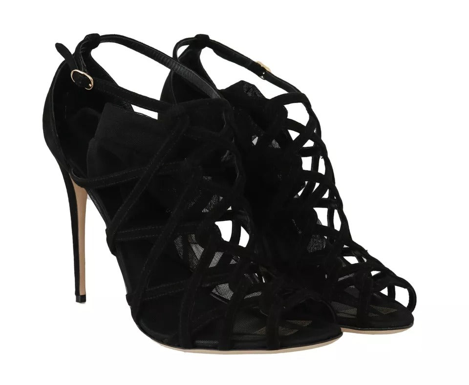 Dolce & Gabbana Black Suede Stilettos Booties Socks Women's Shoes (Pre-Owned)