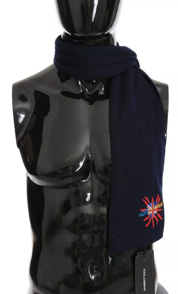Dolce & Gabbana Blue Wool #DGLovesLondon Shawl Men's Scarf (Pre-Owned)