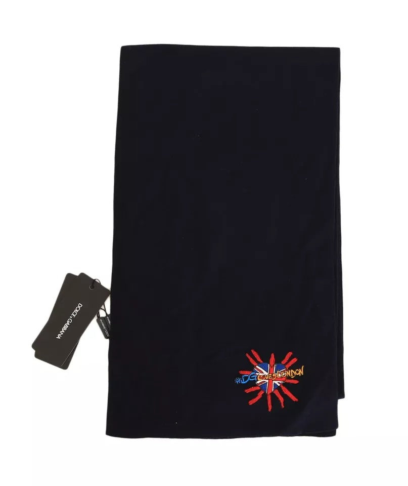 Dolce & Gabbana Blue Wool #DGLovesLondon Shawl Men's Scarf (Pre-Owned)