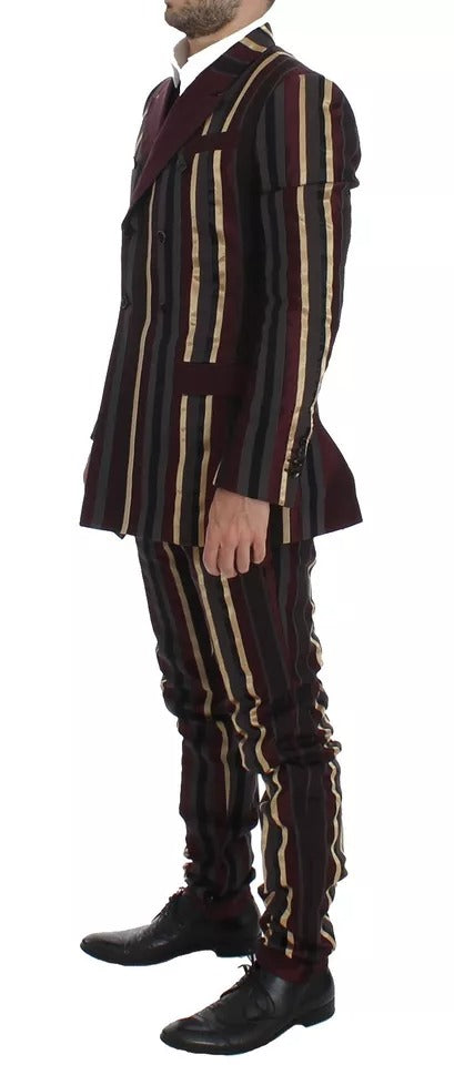 Dolce & Gabbana Multicolor Striped Runway 3 Piece Slim Fit Vest Men's Suit