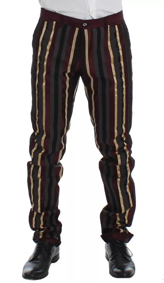 Dolce & Gabbana Multicolor Striped Runway 3 Piece Slim Fit Vest Men's Suit