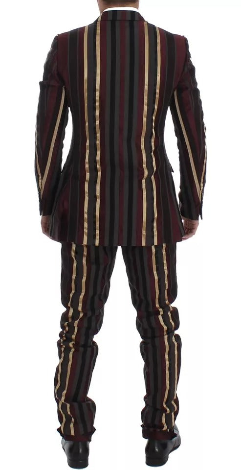 Dolce & Gabbana Multicolor Striped Runway 3 Piece Slim Fit Vest Men's Suit