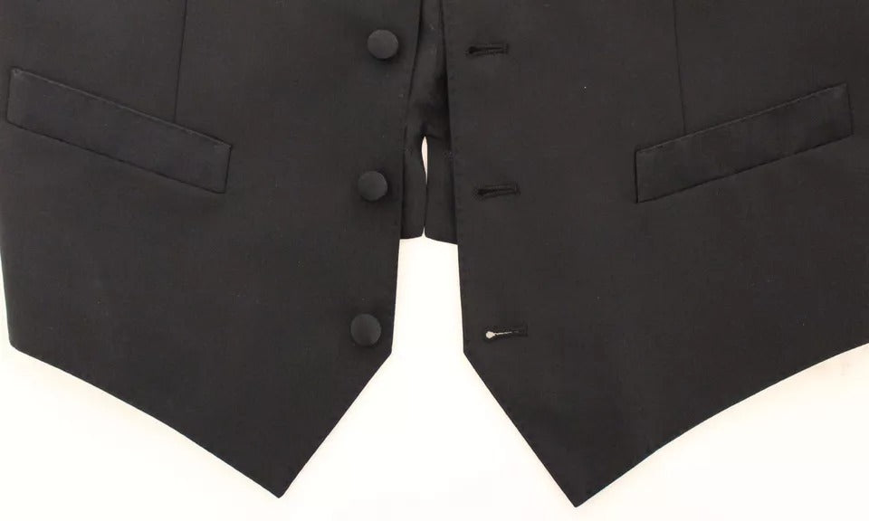 Dolce & Gabbana Black Wool Silk Dress Gilet Jacket Women's Vest
