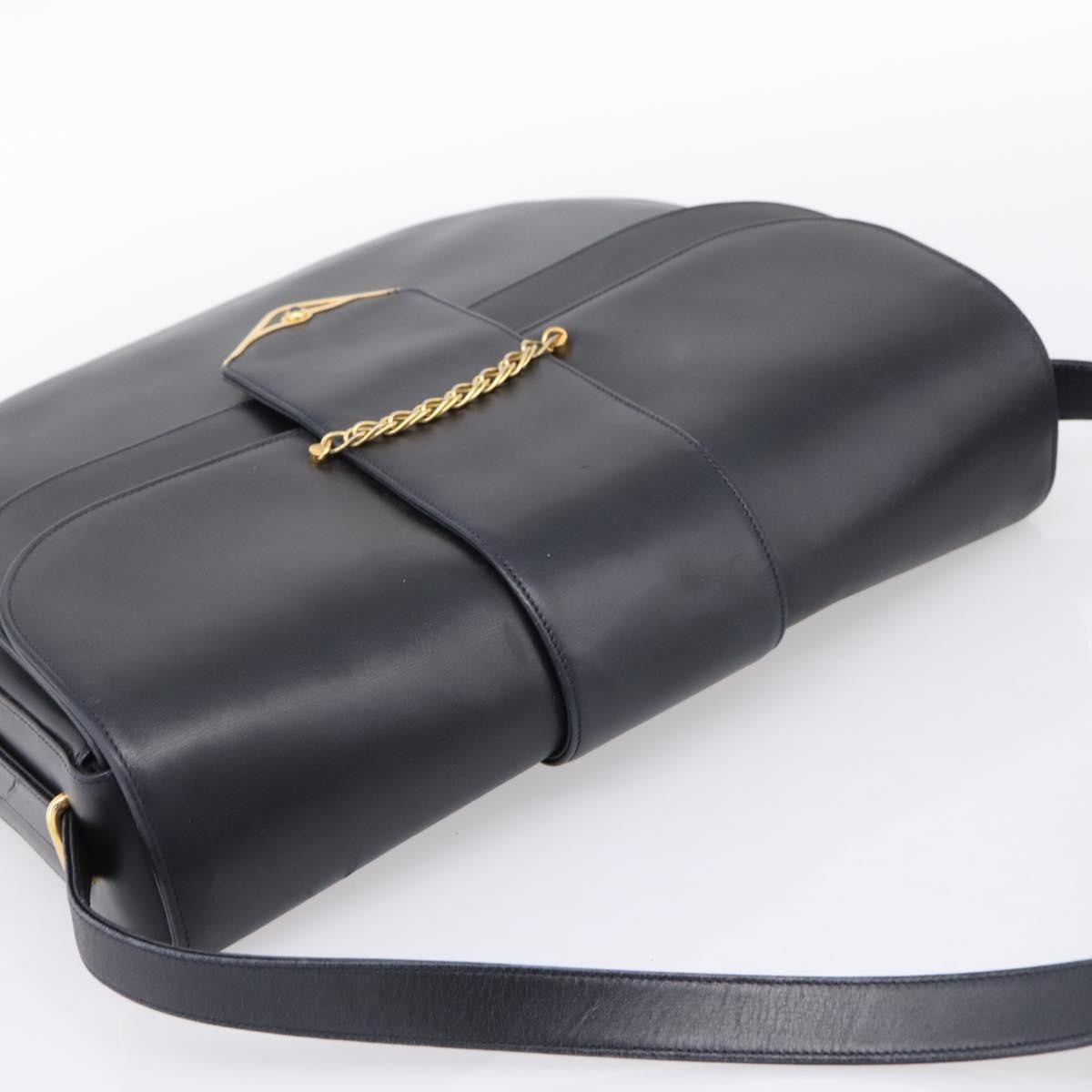 Cartier Sapphire Line Leather Black Leather Shoulder Bag Bag (Pre-Owned)