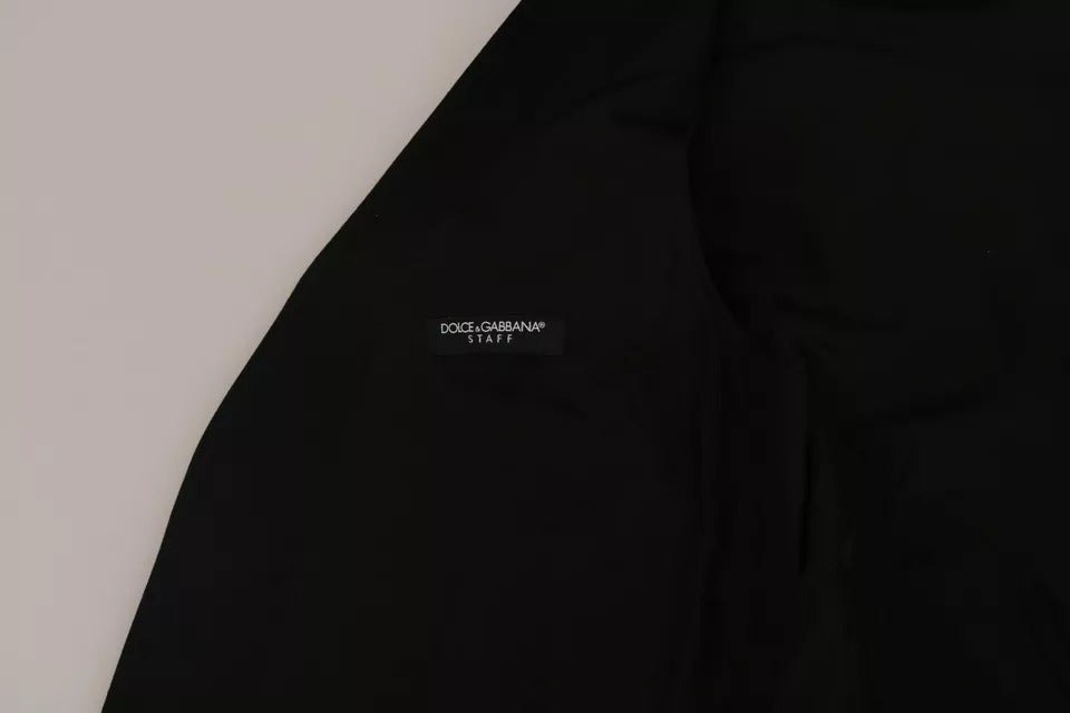 Dolce & Gabbana Black Wool Logo Waistcoat Men's Vest