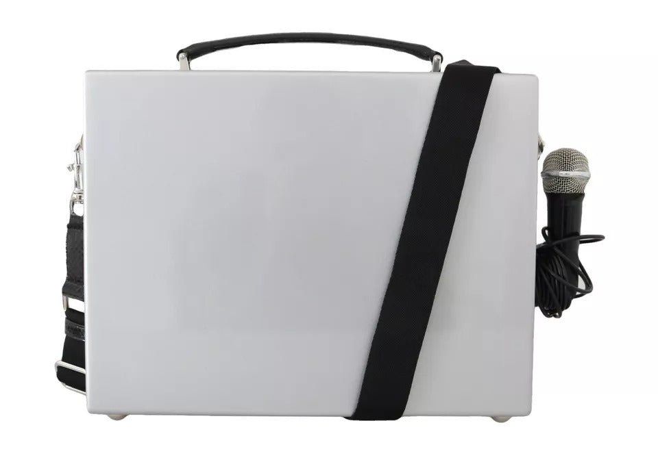 Dolce & Gabbana Silver Retro Radio Boombox Limited Edition Handmade Wood Women's Bag (Pre-Owned)