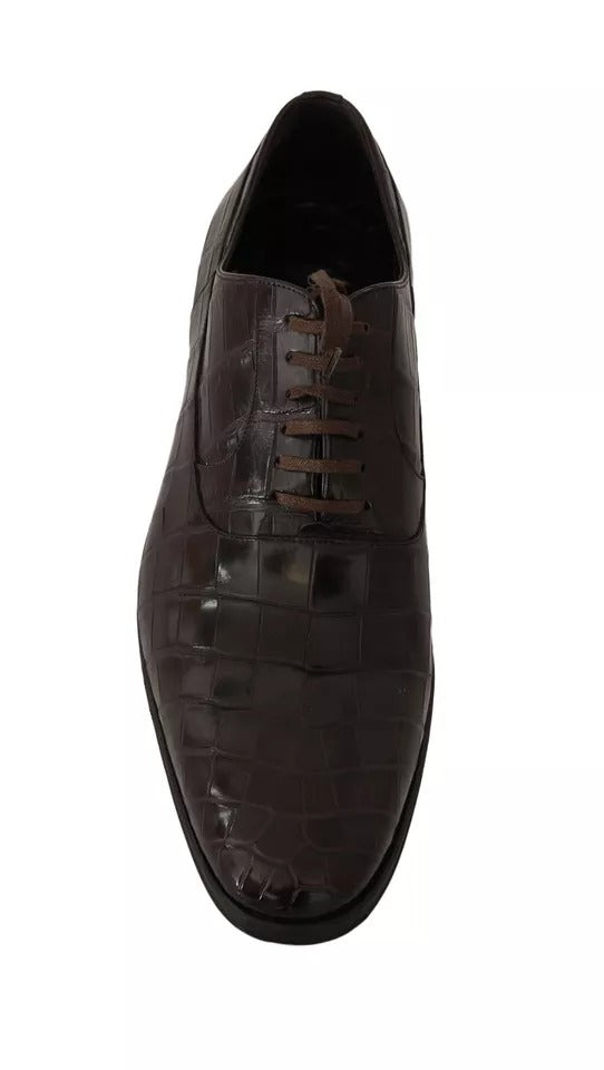 Dolce & Gabbana Brown Patterned Leather Dress Formal Men's Shoes (Pre-Owned)