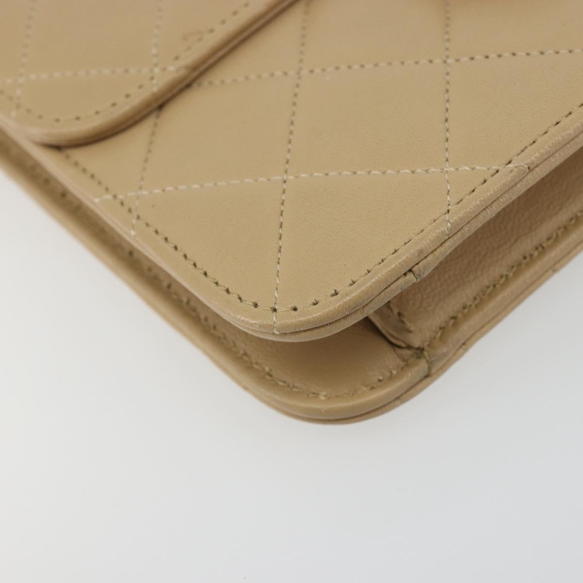 Chanel Vintage Clutch With Chain Quilted Leather Beige Leather Clutche & Pouche Bag (Pre-Owned)