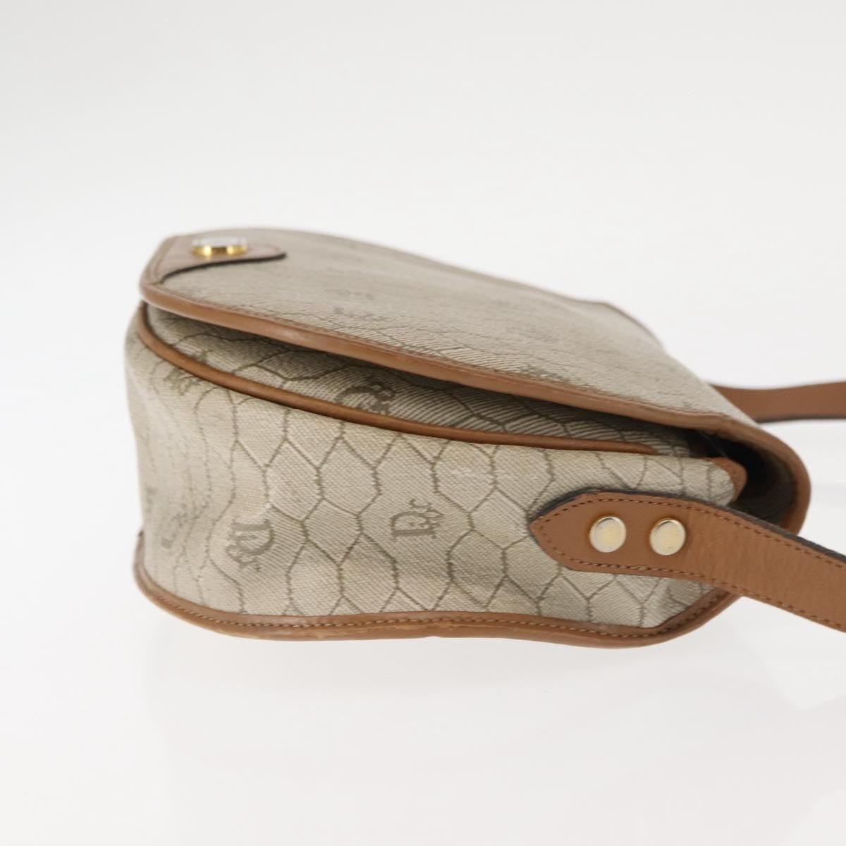 Christian Dior Vintage Honeycomb Flap Coated Canvas Beige Canvas Bag (Pre-Owned)