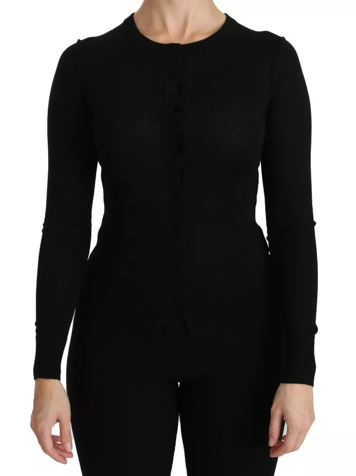 Dolce & Gabbana Black Virgin Wool Long Sleeve Women's Blouse Women's Top