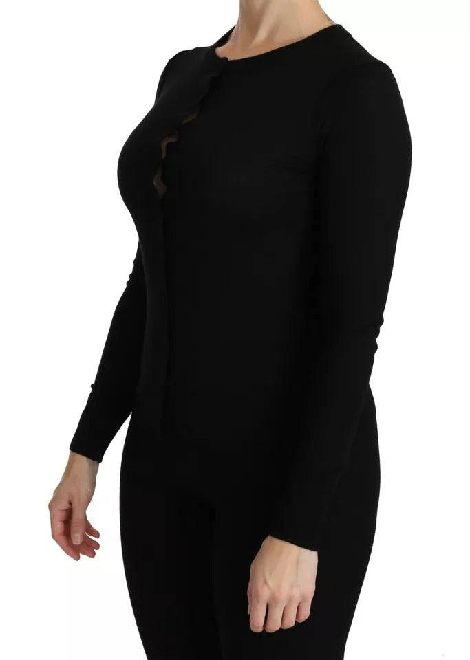 Dolce & Gabbana Black Virgin Wool Long Sleeve Women's Blouse Women's Top