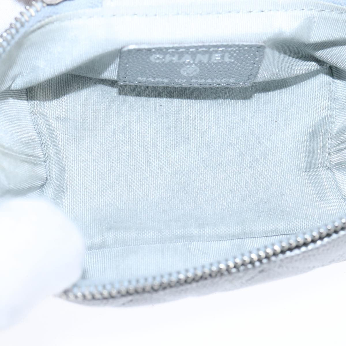 Chanel Classic Vanity Case With Chain Quilted Caviar Silver Leather Shoulder Bag Bag (Pre-Owned)