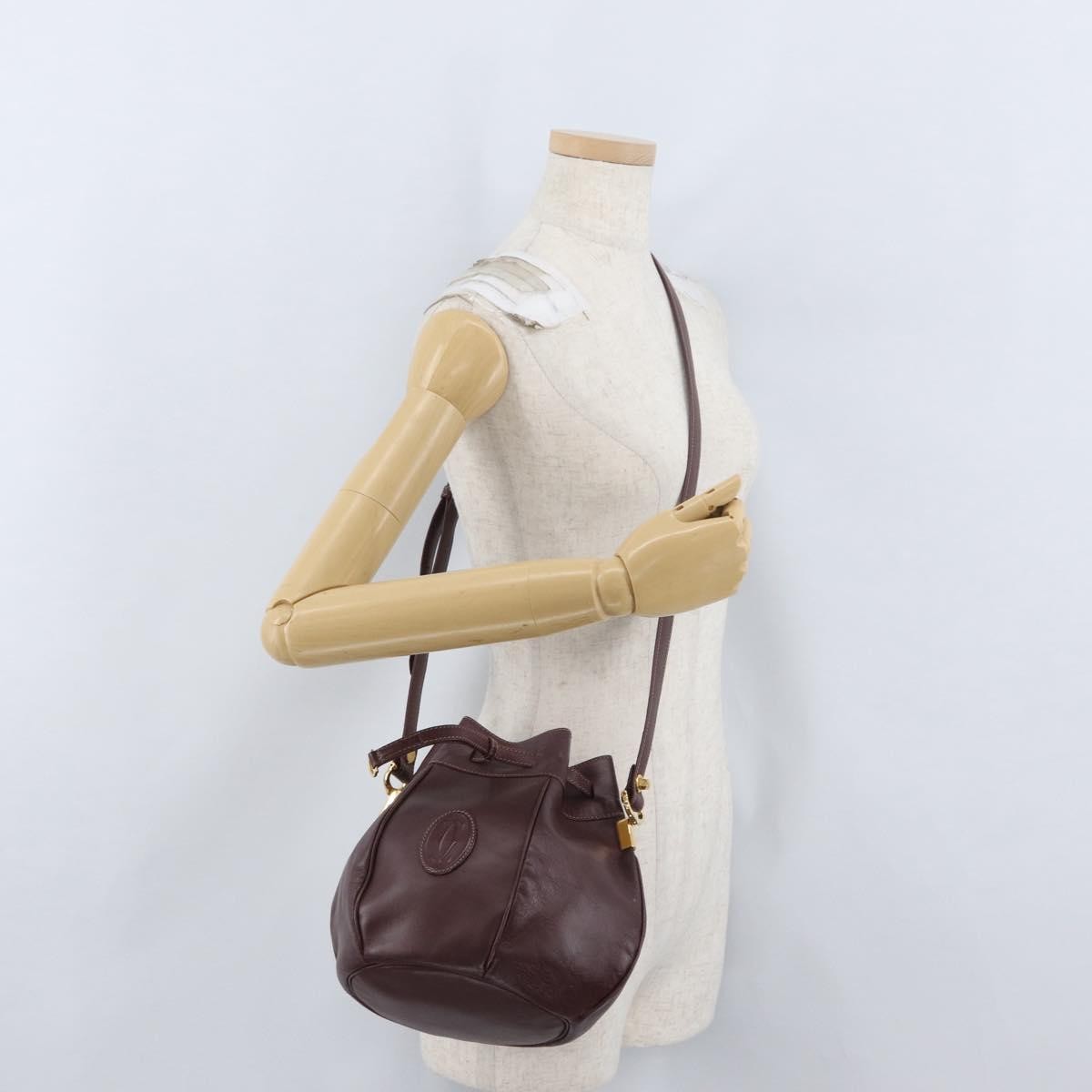 Cartier Must De Cartier Leather Burgundy Leather Shoulder Bag Bag (Pre-Owned)