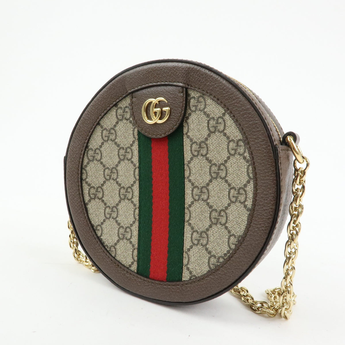 Gucci Ophidia Round Gg Coated Canvas Beige Canvas Shoulder Bag Bag (Pre-Owned)