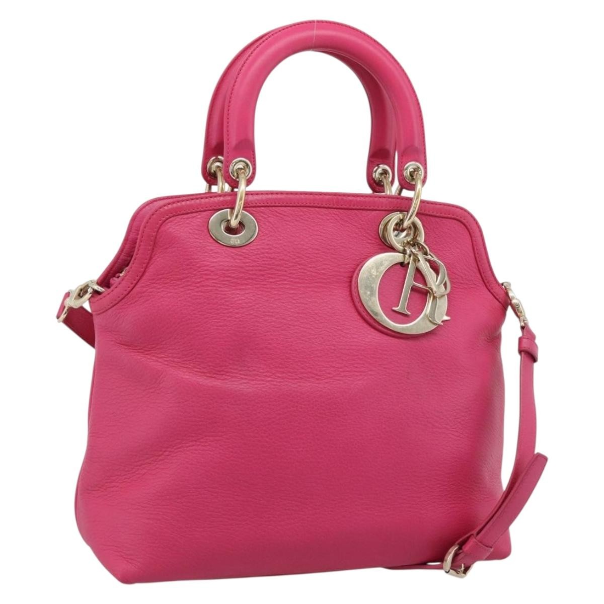 Christian Dior Granville Satchel Leather Pink Leather Handbag (Pre-Owned)