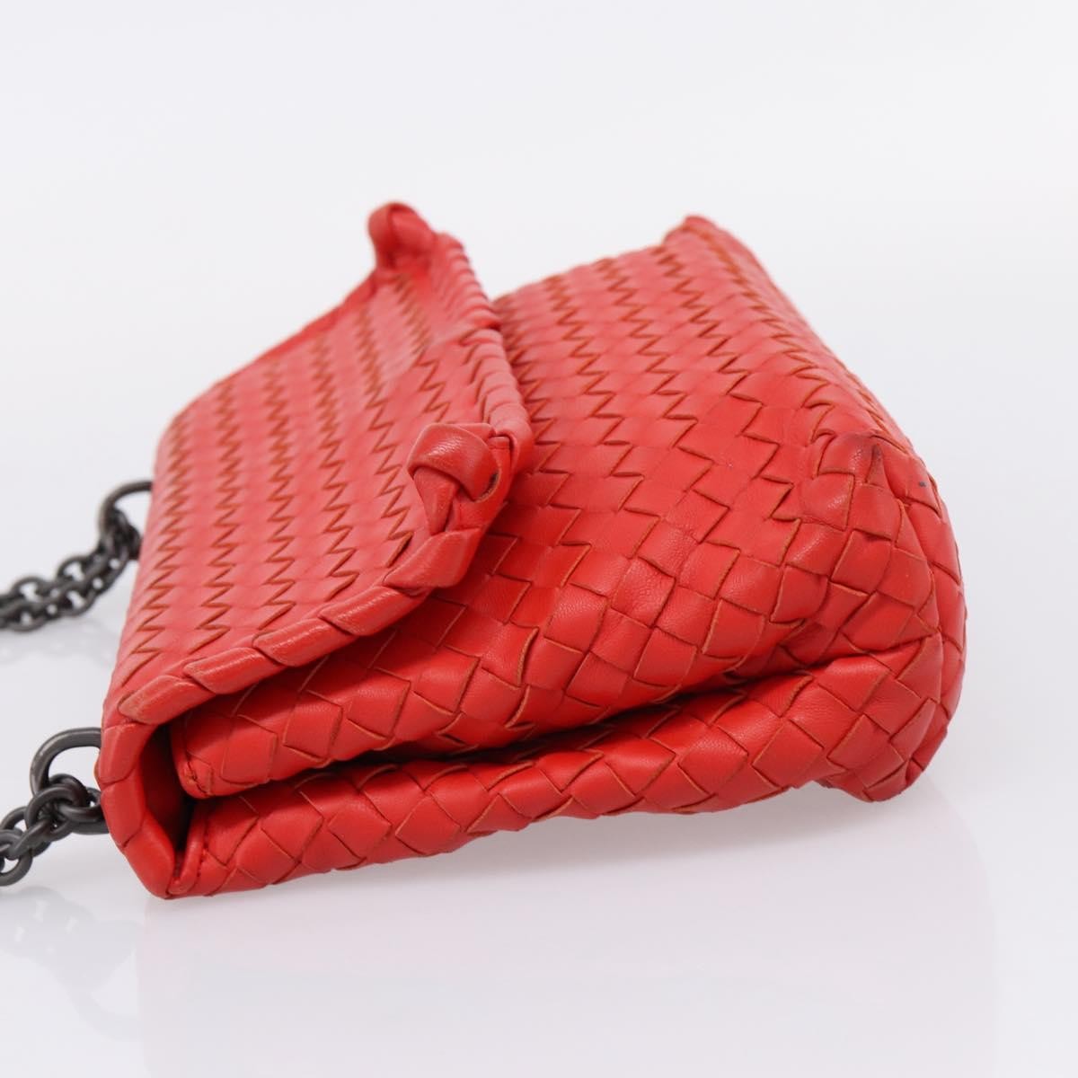 Bottega Veneta Olimpia Intrecciato Nappa Red Leather Shoulder Bag Bag (Pre-Owned)